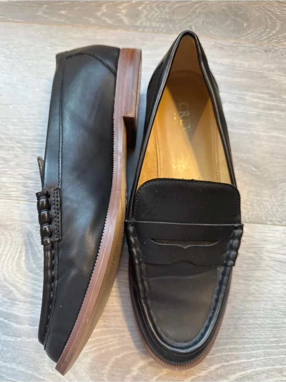 J. Crew Black Leather Penny Loafers